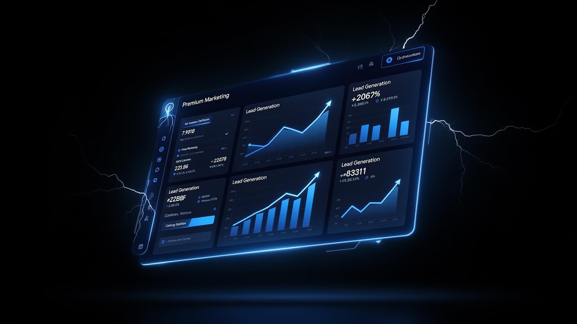 Marketing analytics dashboard showing lead growth